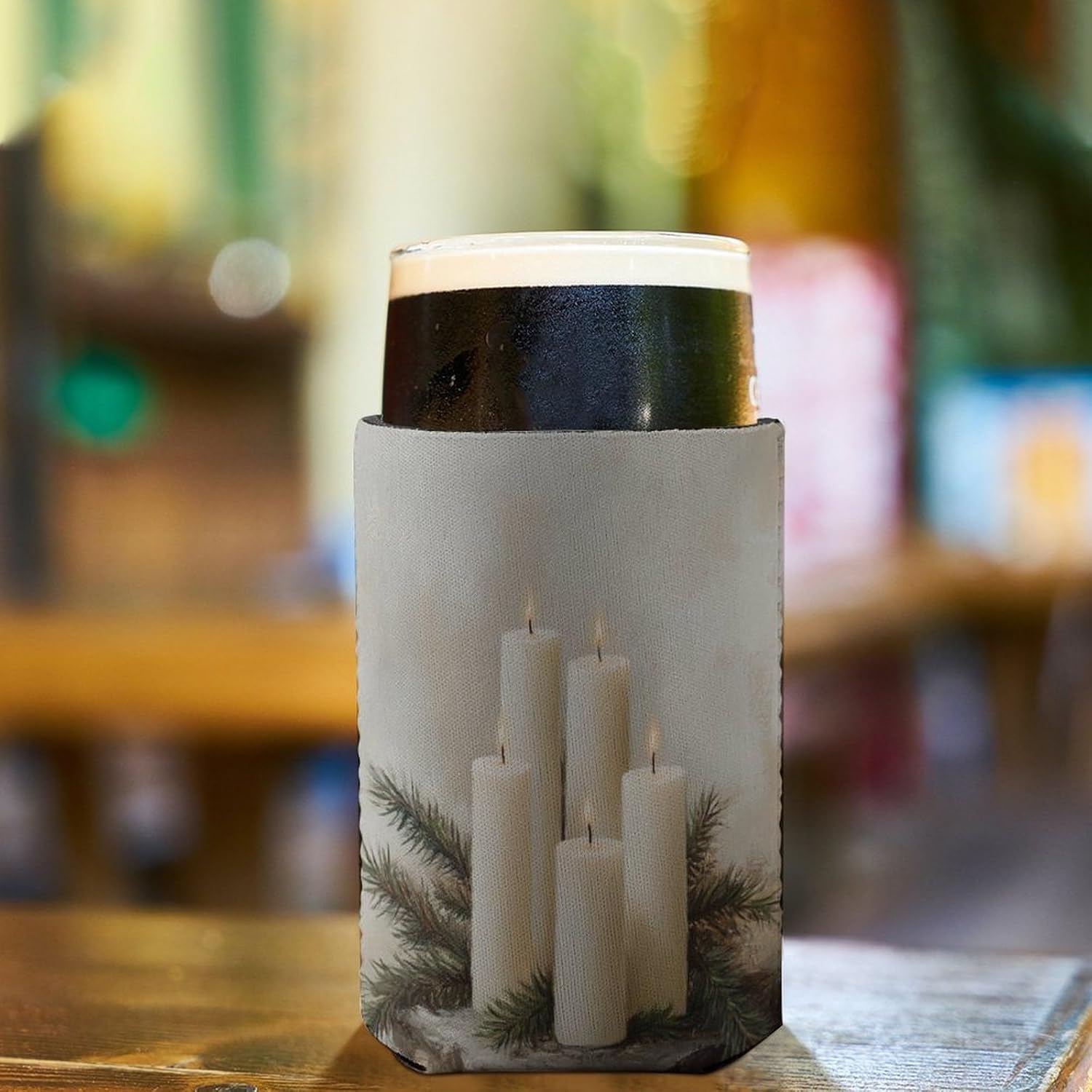 Vintage Cream Candle Beer Can Cooler Sleeve