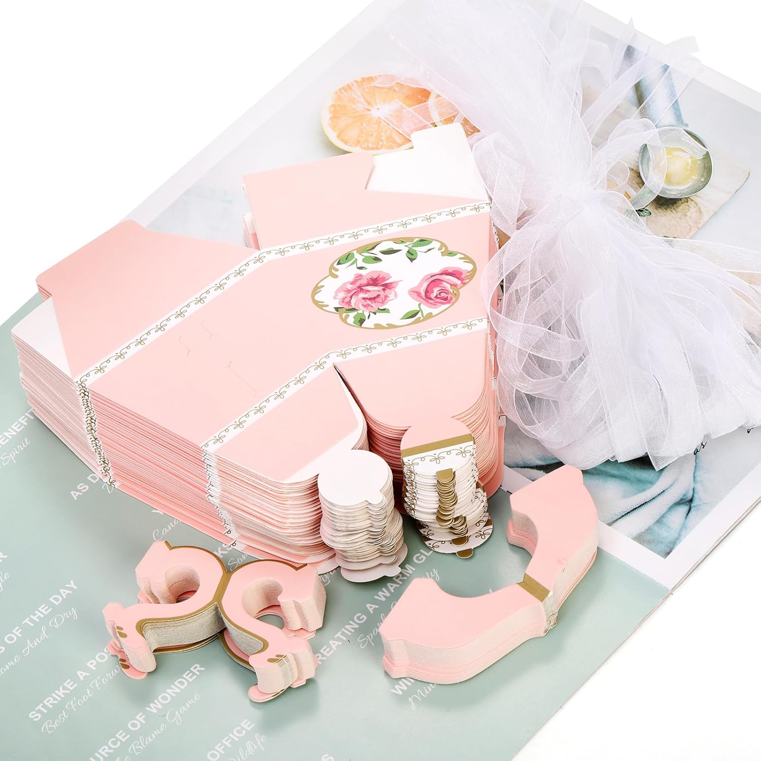 Eorbow 50 Pack Teapot Candy Boxes with Ribbons