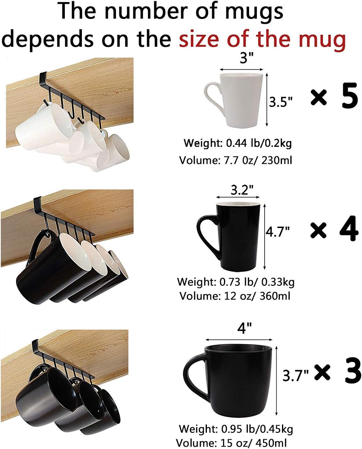 Iron Mug Holder with Adhesive Nails - 2 Pcs