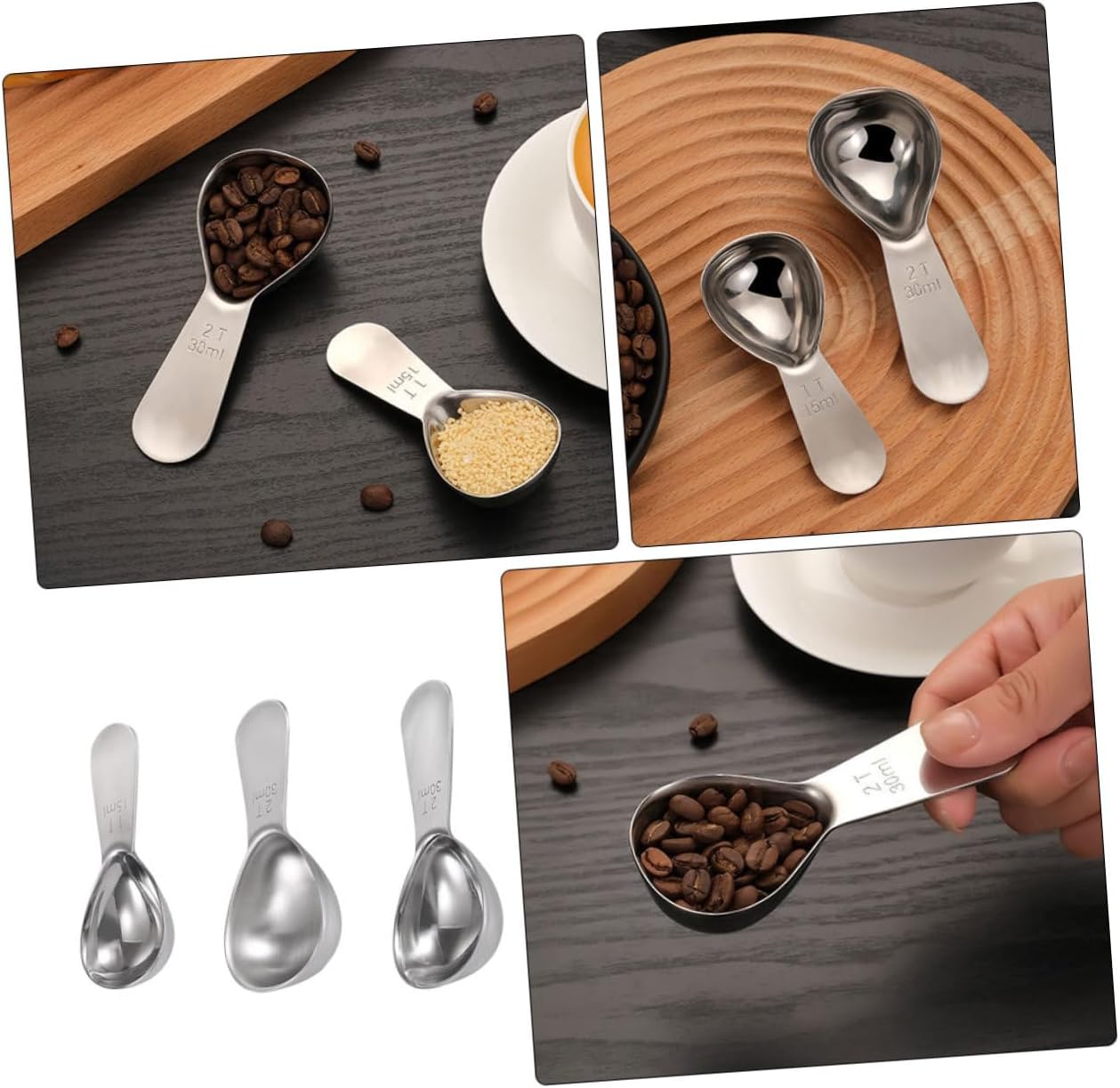 Cabilock 3 Pcs Stainless Steel Measuring Spoon Set