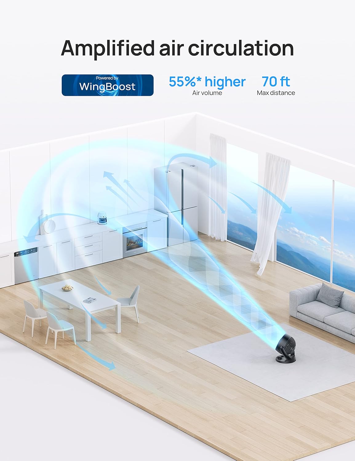 Dreo 12-Inch Table Fan for Whole Room Circulation
