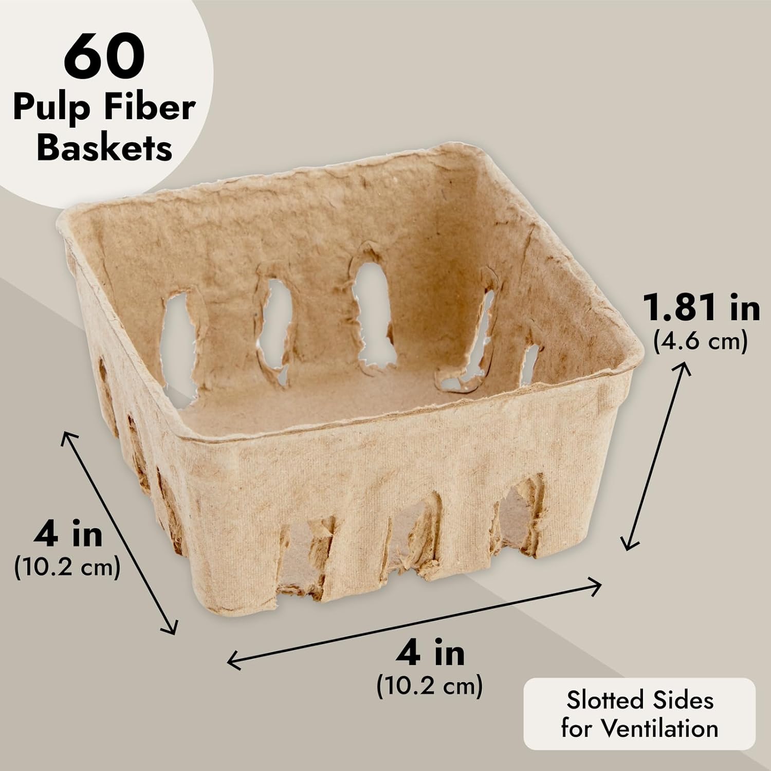 Juvale Pulp Fiber Berry Baskets - 4x4x181 In