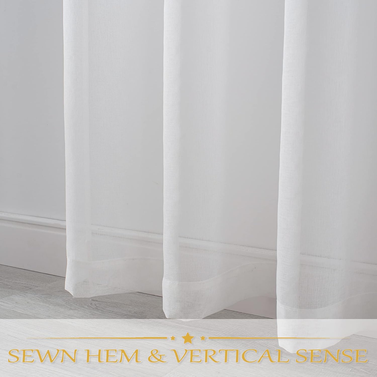 HUTO 95 Sheer Curtains White Grommet Drapes for Bedroom Living Room