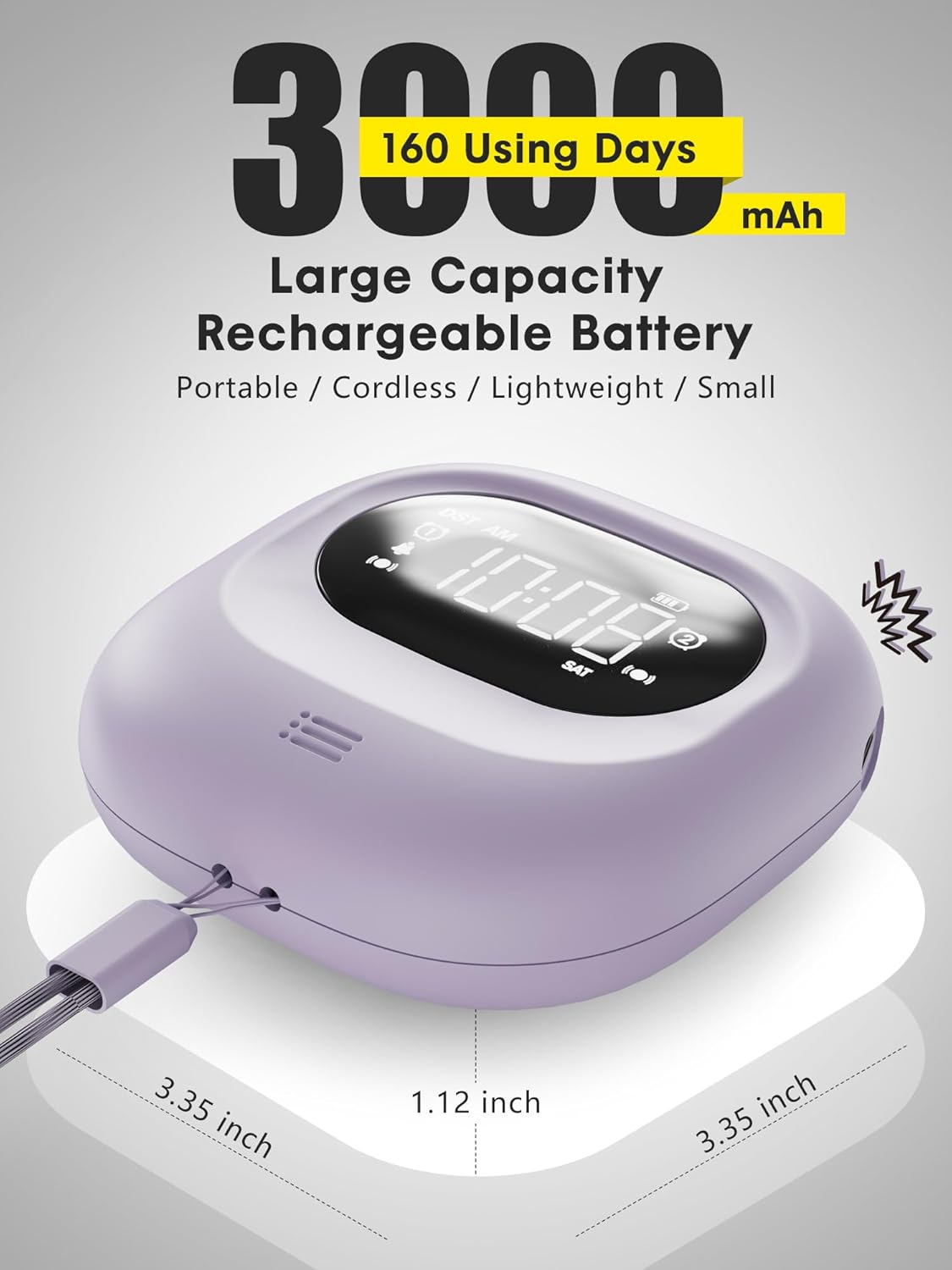 Vibrating Alarm Clock with Dual Alarms and Week Display
