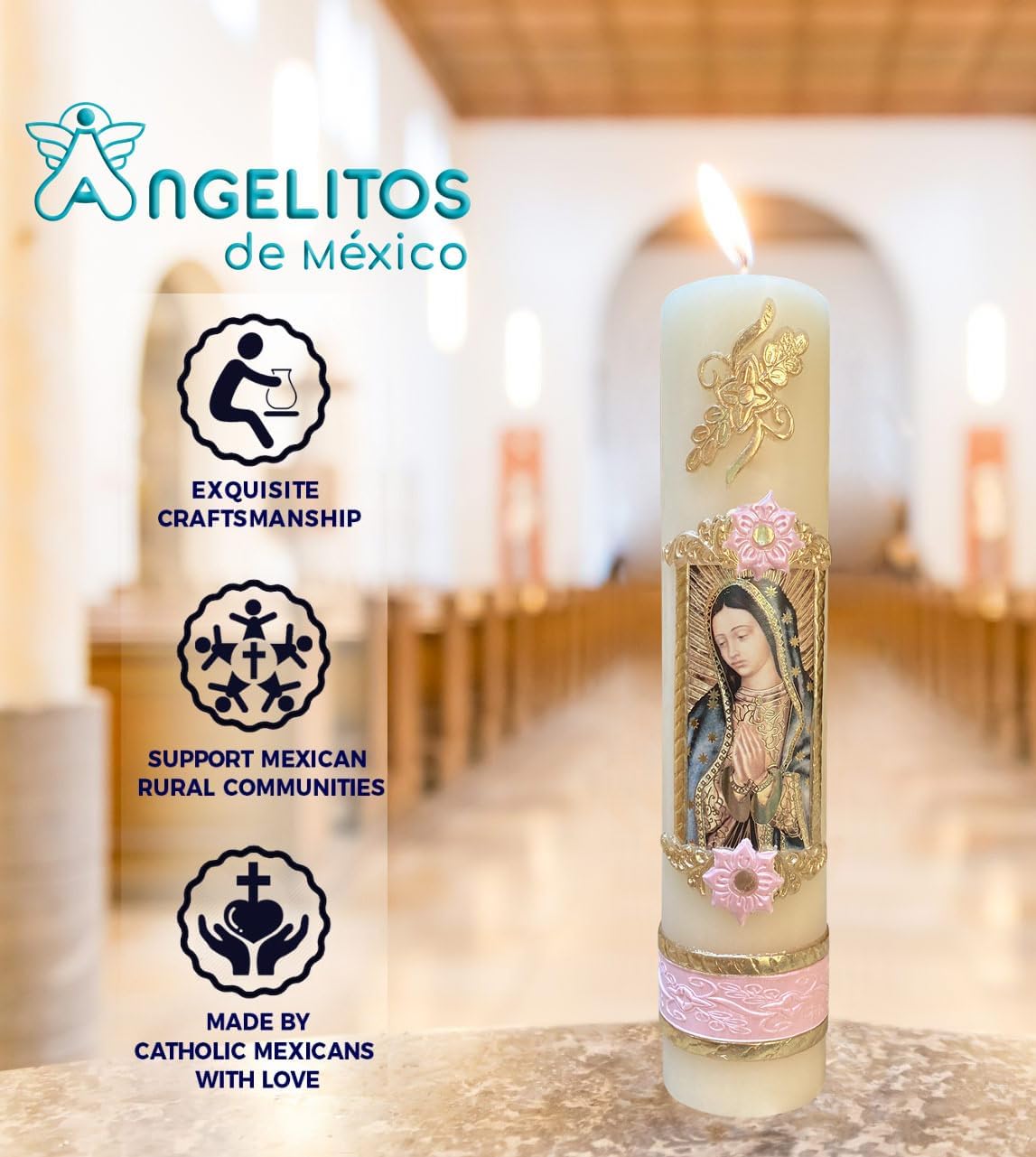 Angelitos de Mexico Guadalupana Devotional Candle