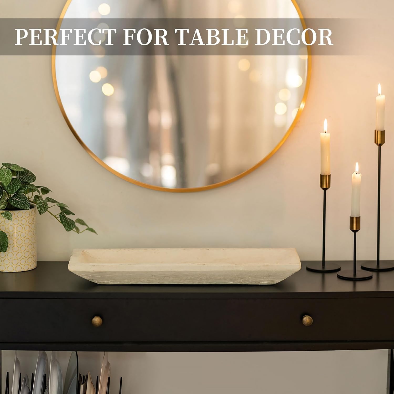 Hanobe Decorative Wood Dough Bowl for Centerpieces