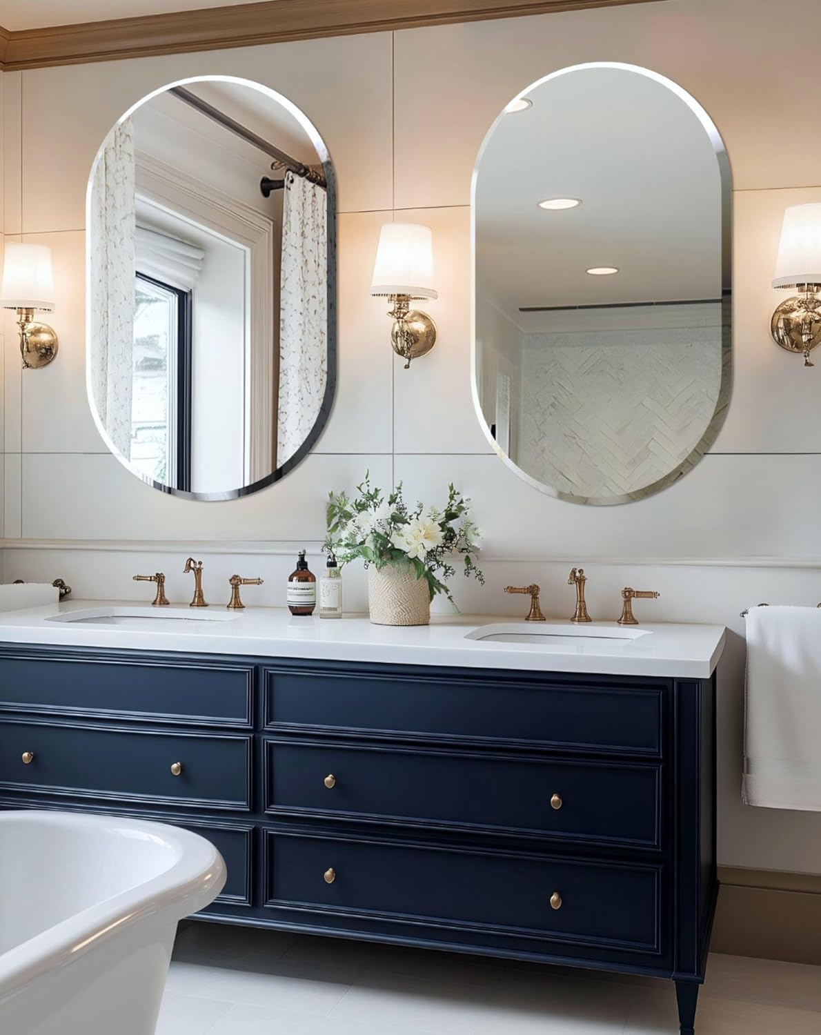 Artloge Frameless Oblong Wall Mirror 40x20 Inch