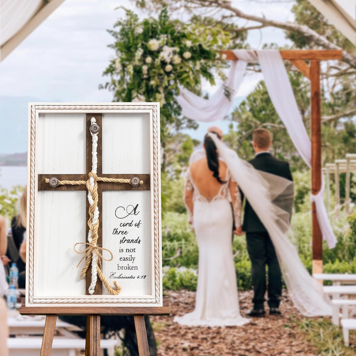Three Strand Unity Cross Wedding Ceremony Sign 10x15in