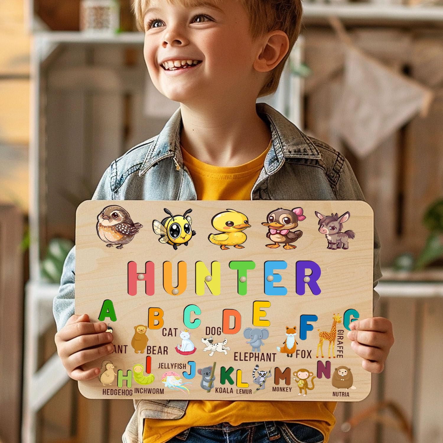 Personalized Wooden Name Puzzle for Baby Boy and Girl