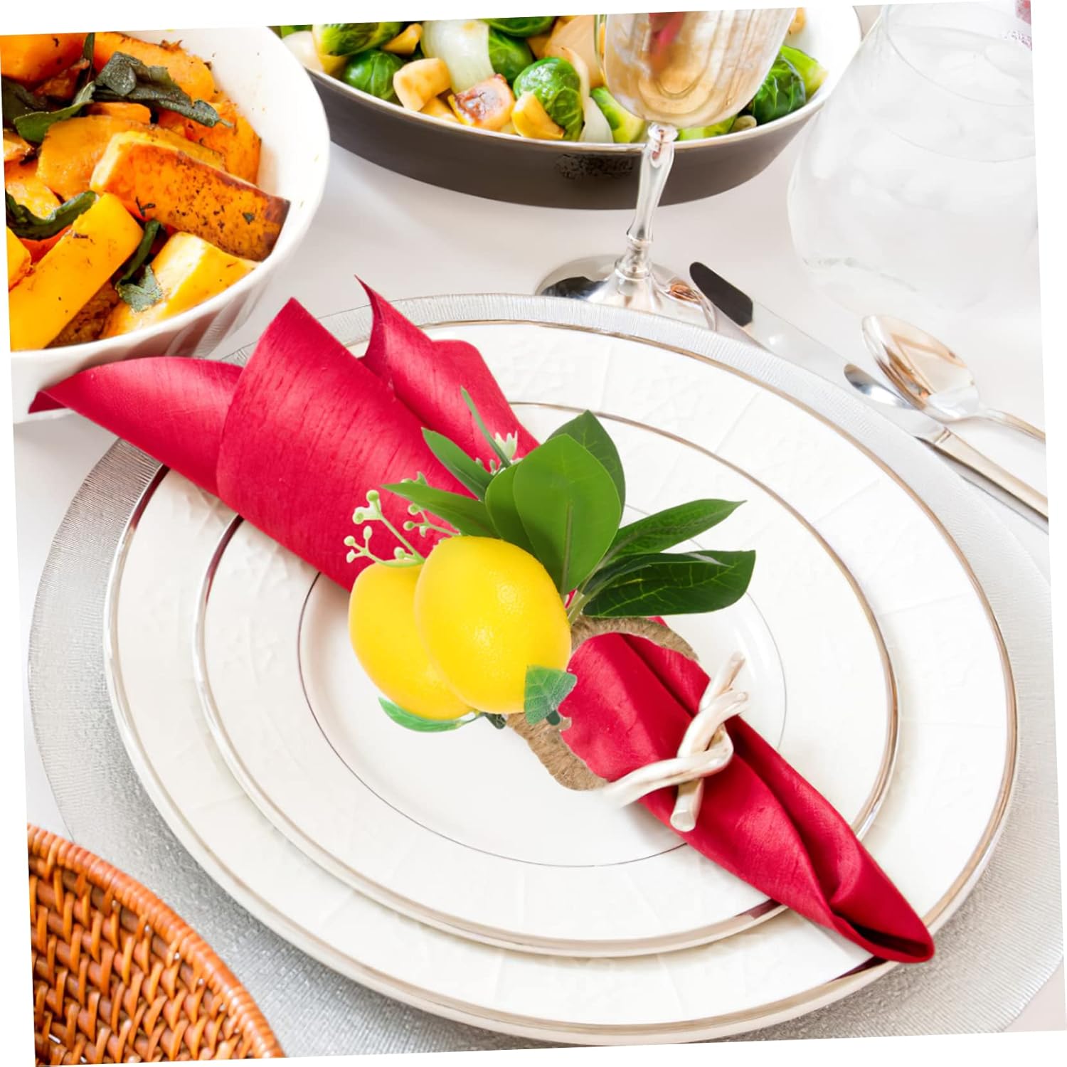 Cabilock 4pcs Artificial Fruit Napkin Ring Decor for Wedding