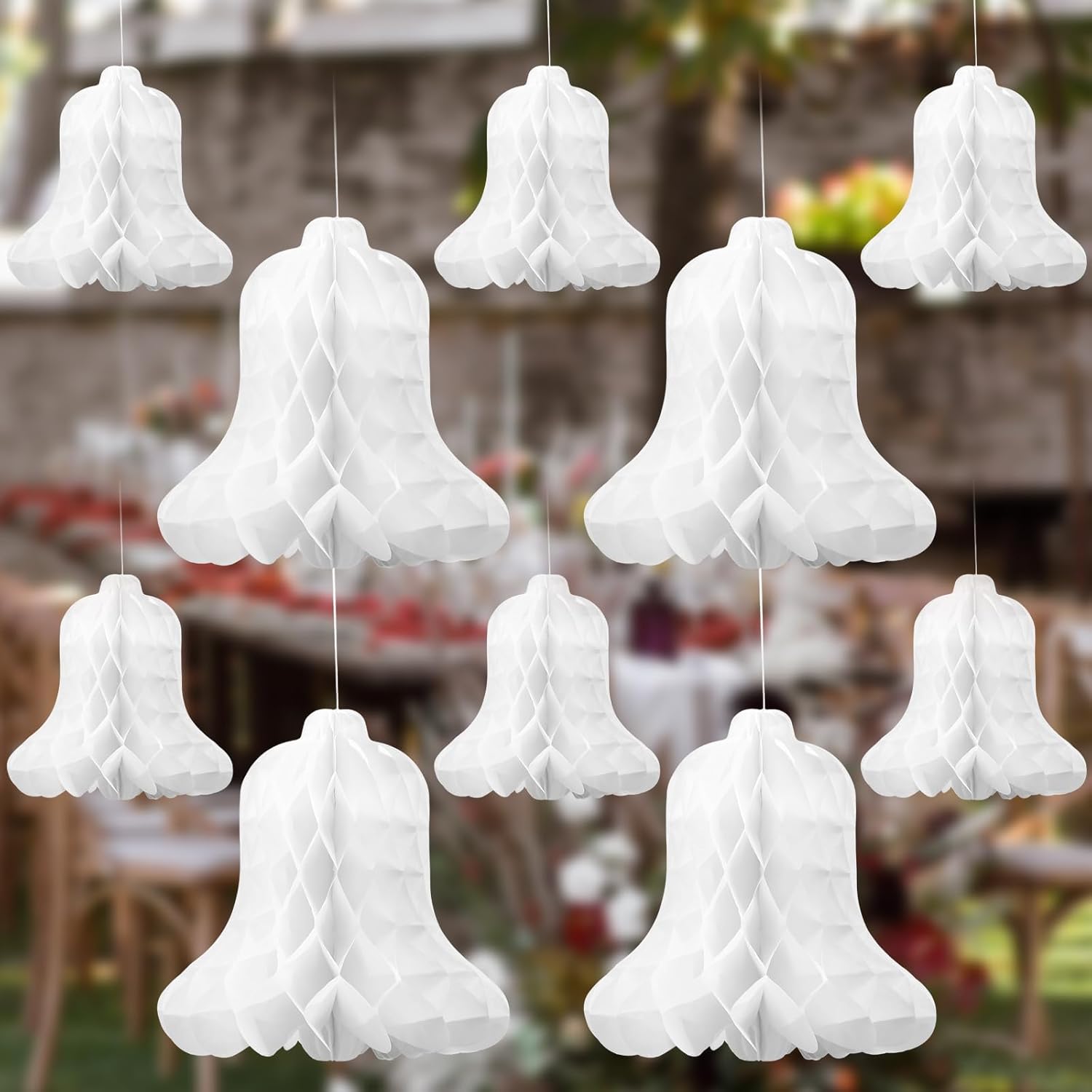 24 Pcs White Hanging Wedding Bells Decorations