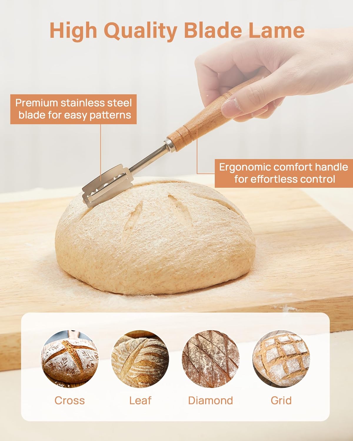 Kootek Banneton Proofing Basket Set with Dough Whisk and Lame