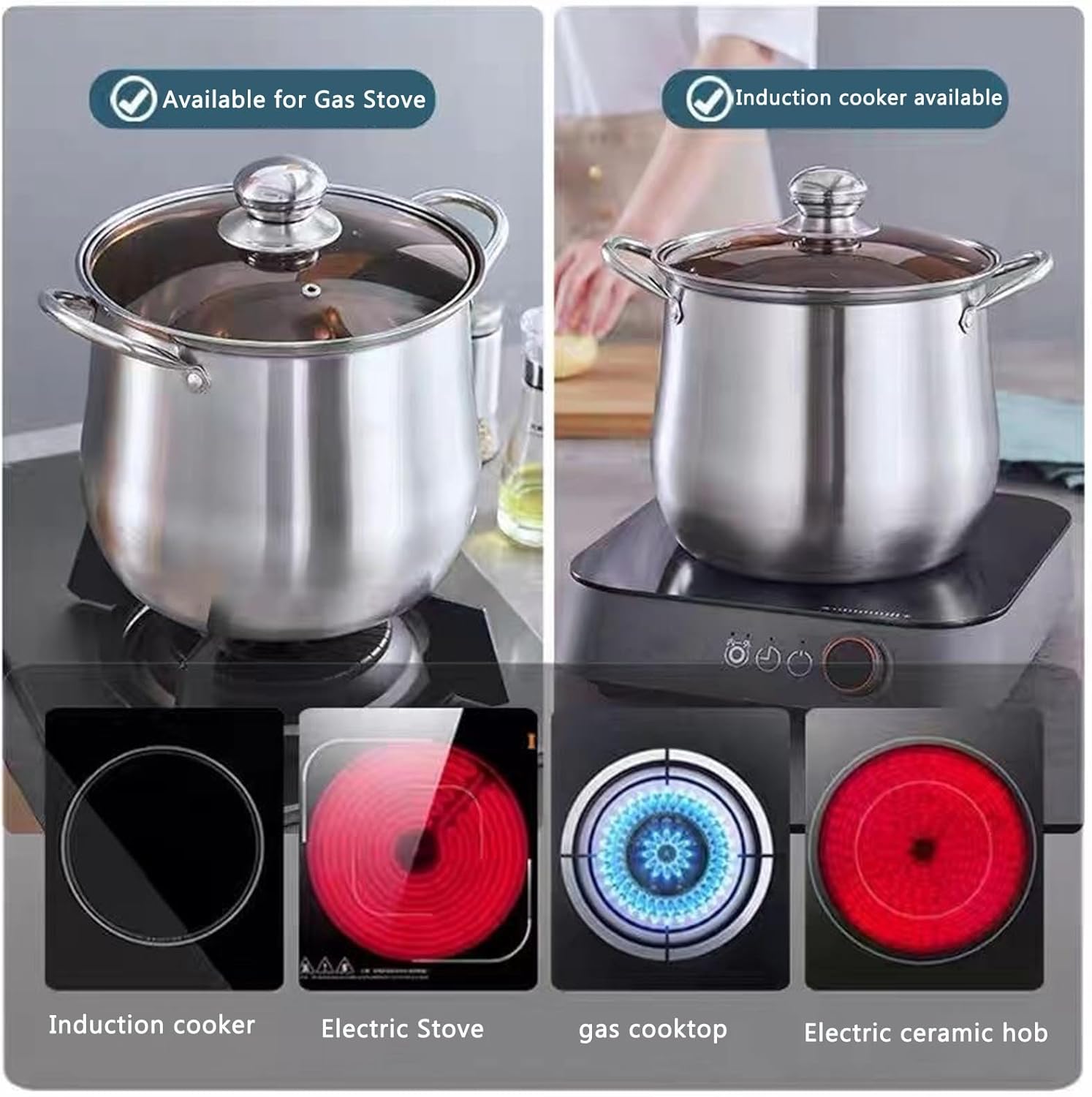 SVRITE 109Qt Stainless Steel Stock Pot with Lid and Steamer Basket