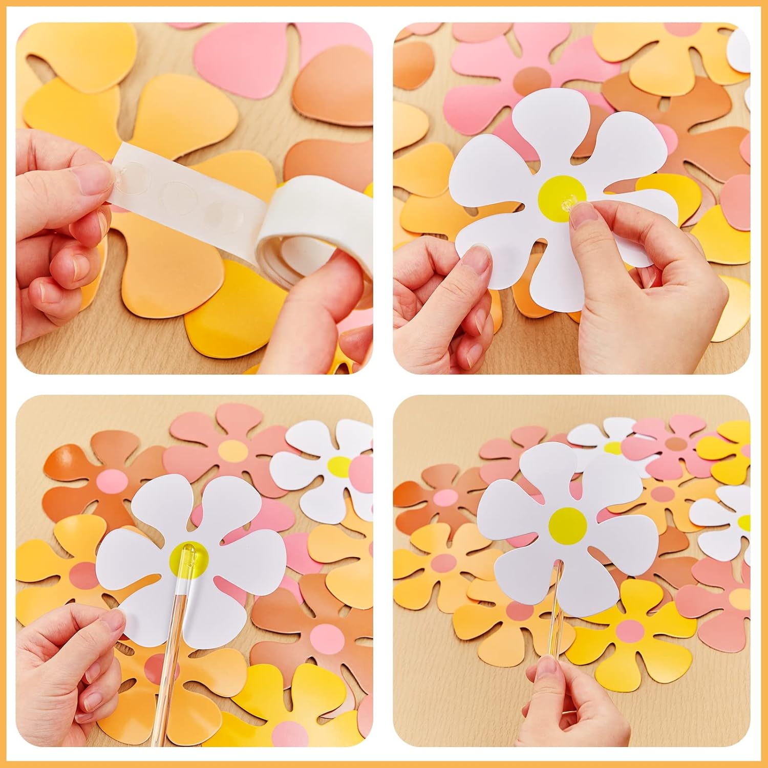 Henoyso 60 Pcs Retro Flower Cutouts DIY Decorations