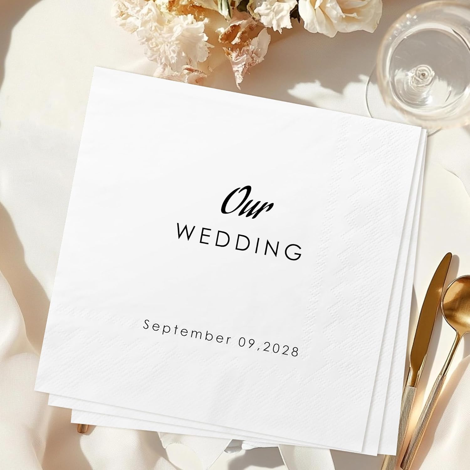 100 Pcs Custom Cocktail Napkins for Weddings and Events