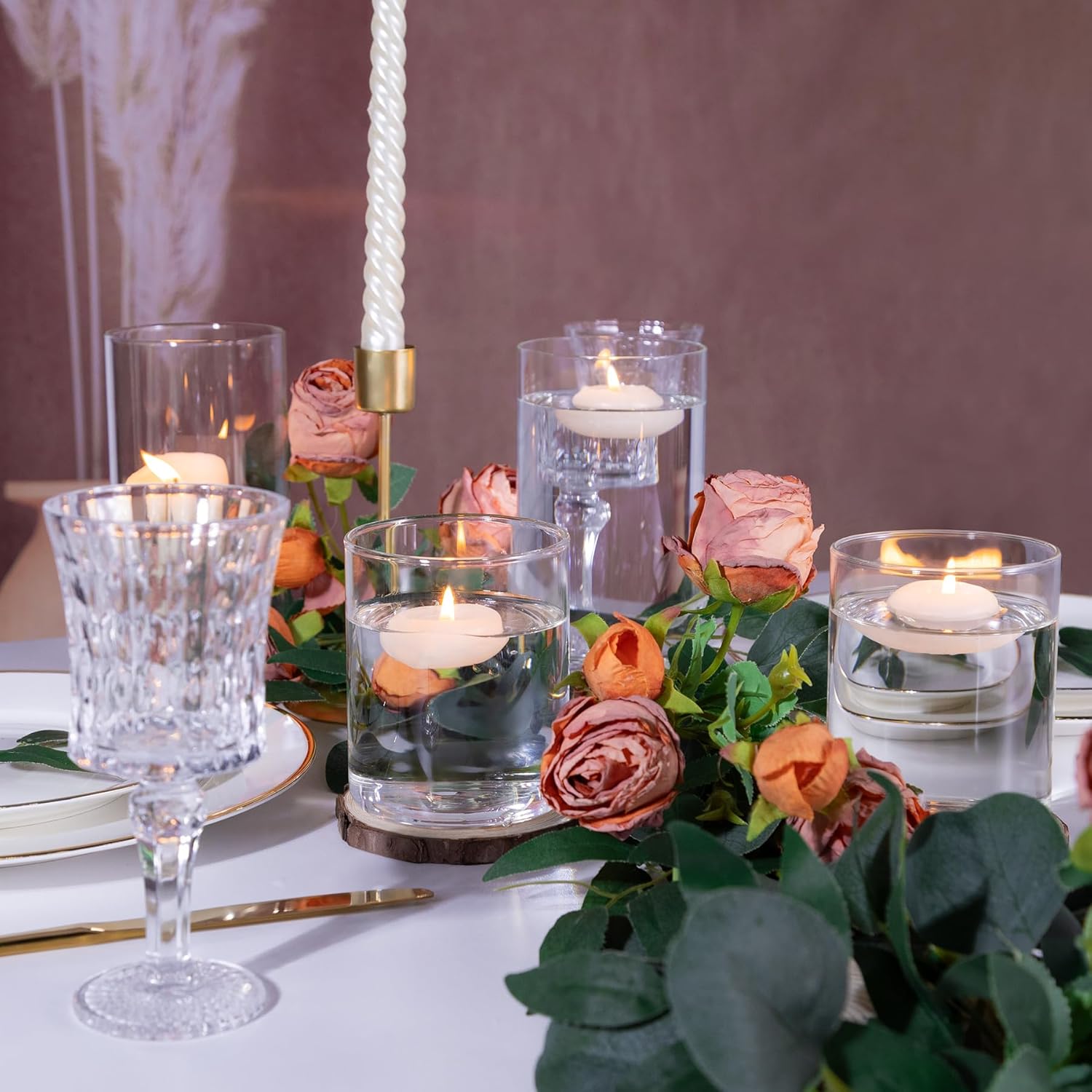 12pcs 4 Inch Glass Cylinder Vases for Centerpieces