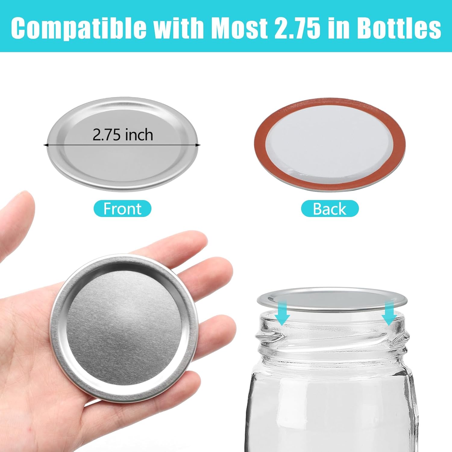 VIBRATITE Canning Lids 200 Count 70MM Regular Mouth Mason Jar Lids