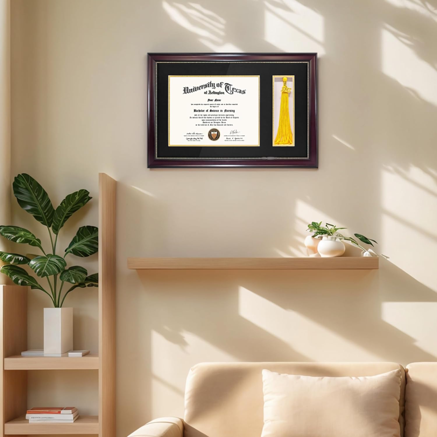GraduationMall 11x17 Mahogany Diploma Frame with Tassel Holder