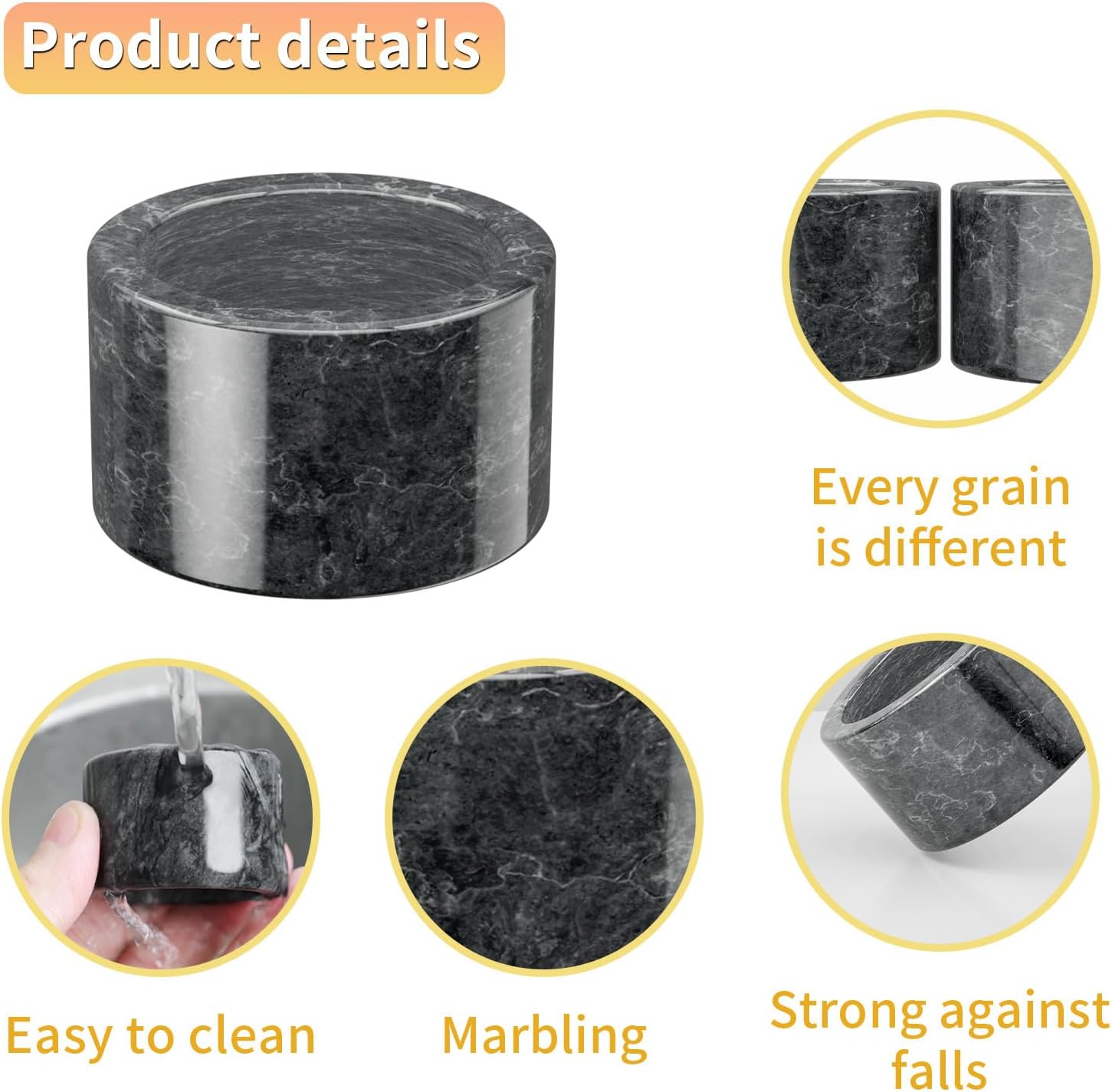 Thanksgiving Napkin Rings - Set of 6 Marble Black