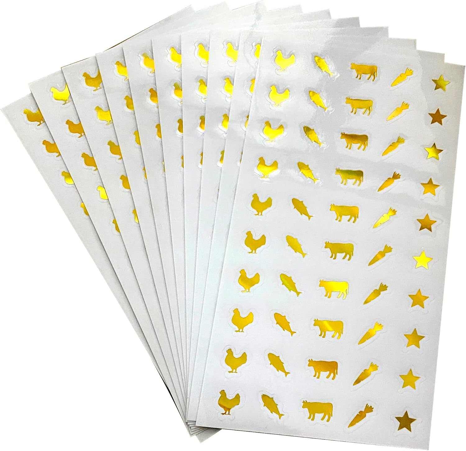10 Sheets 500 Meal Stickers Color Changing Gold
