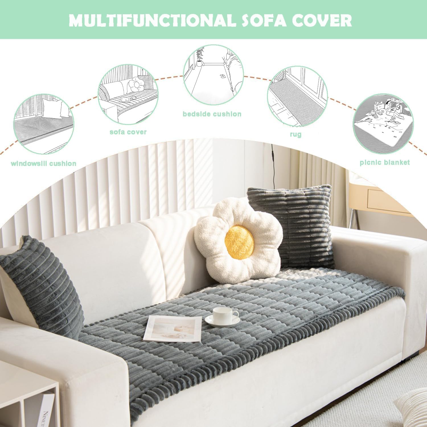 ZQFFB Pet Couch Cover for Dogs Non-Slip Washable