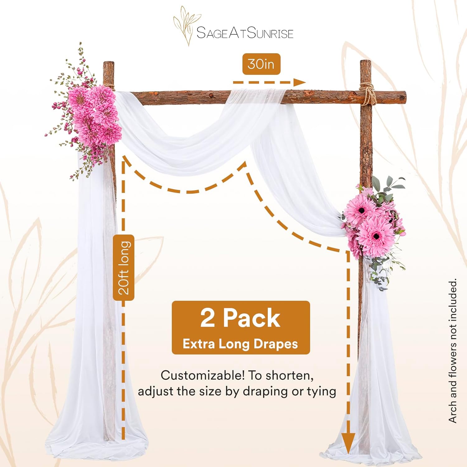 Sage At Sunrise Wedding Arch Draping 2 Pack