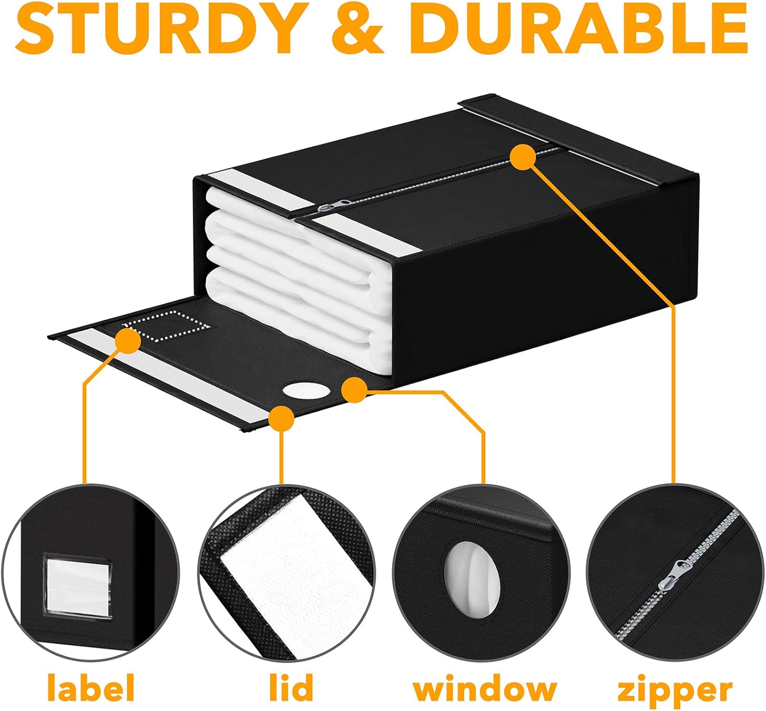 SpaceAid 6 Pack Bed Sheet Organizers Storage Black Foldable
