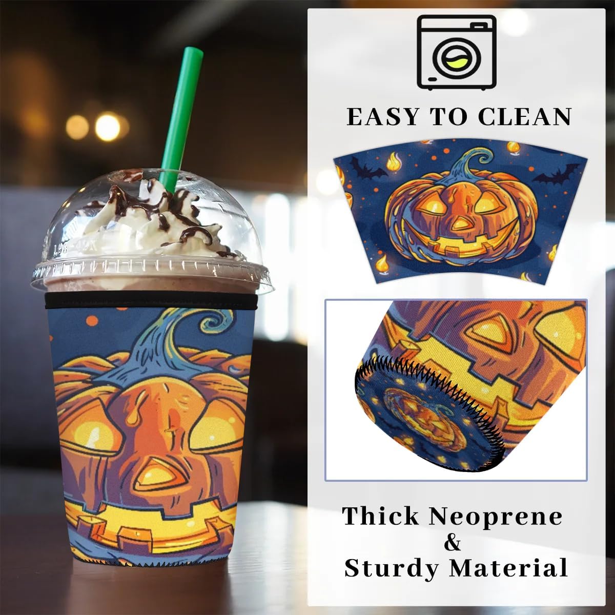 Halloween Pumpkin Candle Cup Insulator Sleeve for Cold Drinks