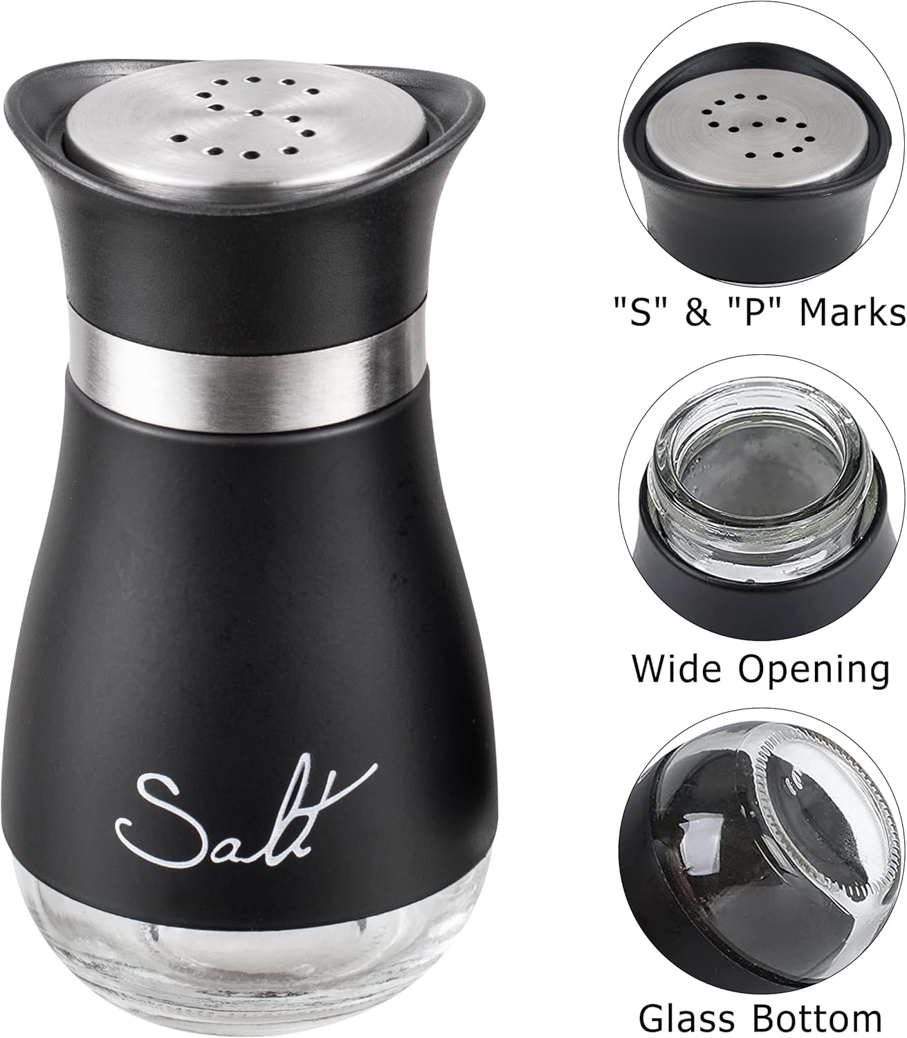 Lonffery Salt and Pepper Shakers Set of 2 Black