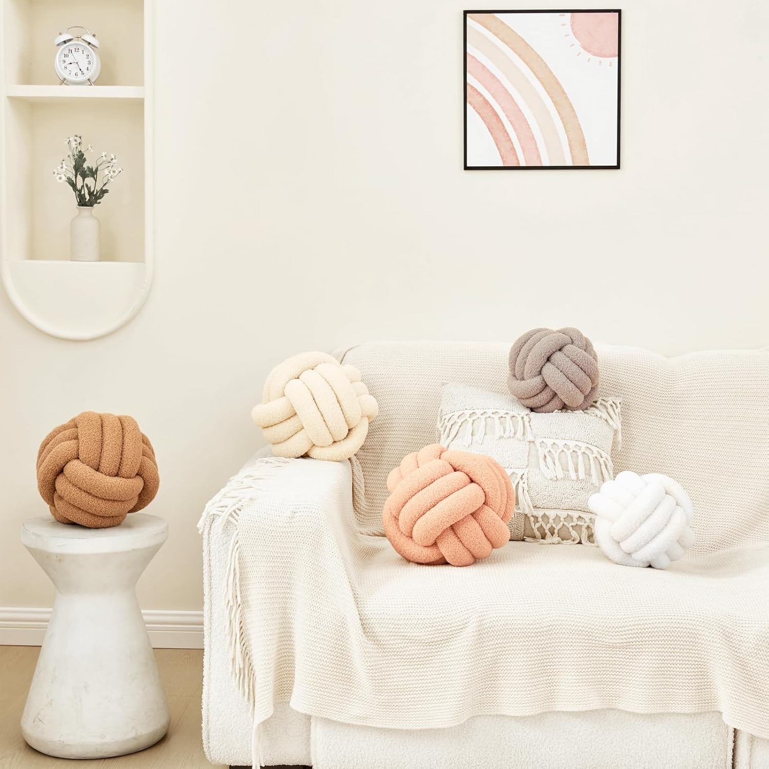 Petrella Knot Pillow Ball Round Throw Pillow Home Decor Cushion