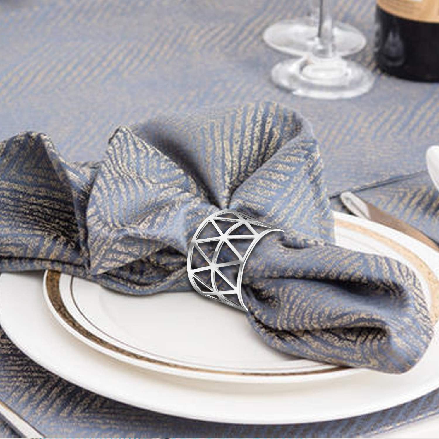 Kposiya 20 Piece Silver Napkin Ring Set