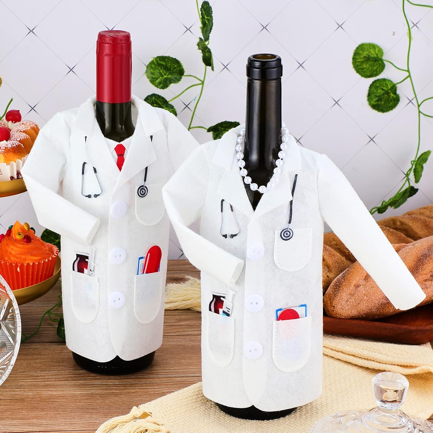 Cunhill 4 Pcs White Coat Wine Bag Set