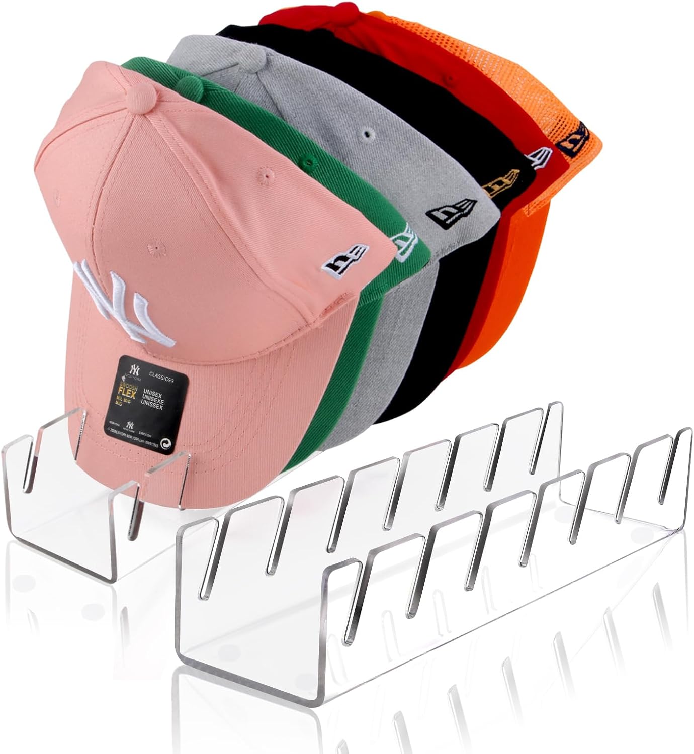 Clear Acrylic Hat Stand for 14 Baseball Caps 2 Pack