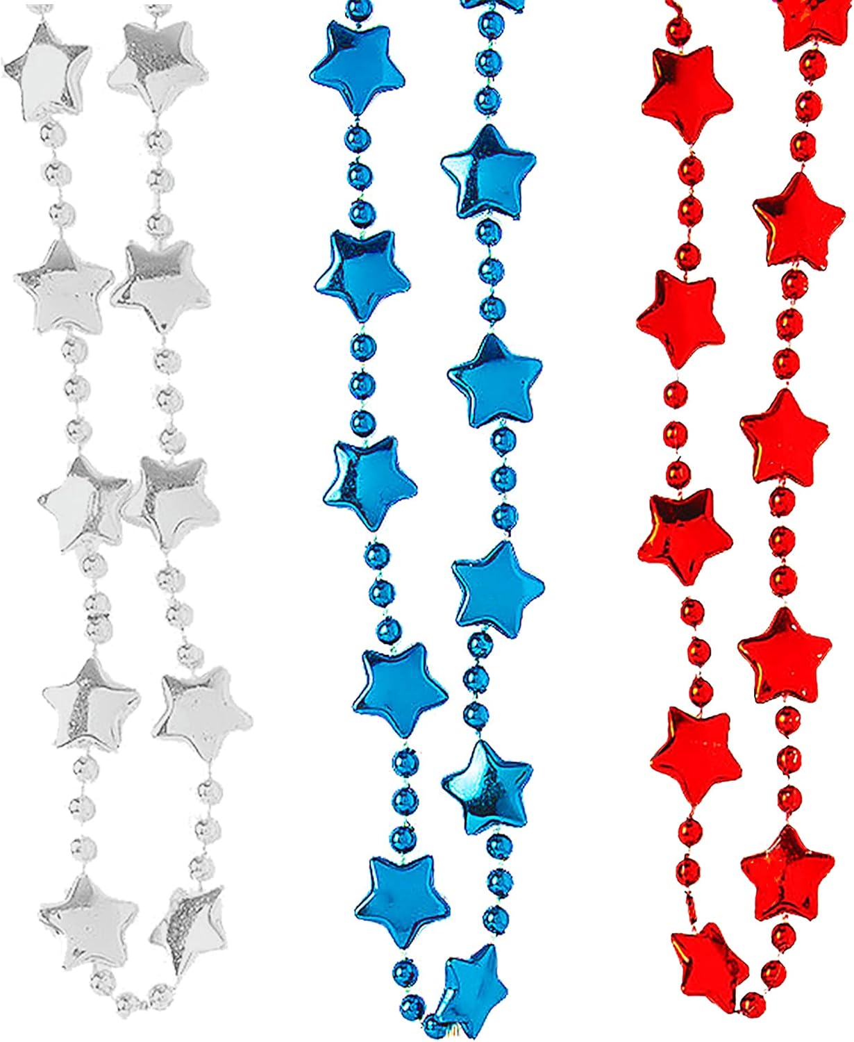 4Es Novelty 72 Patriotic Bead Necklaces Bulk Pack