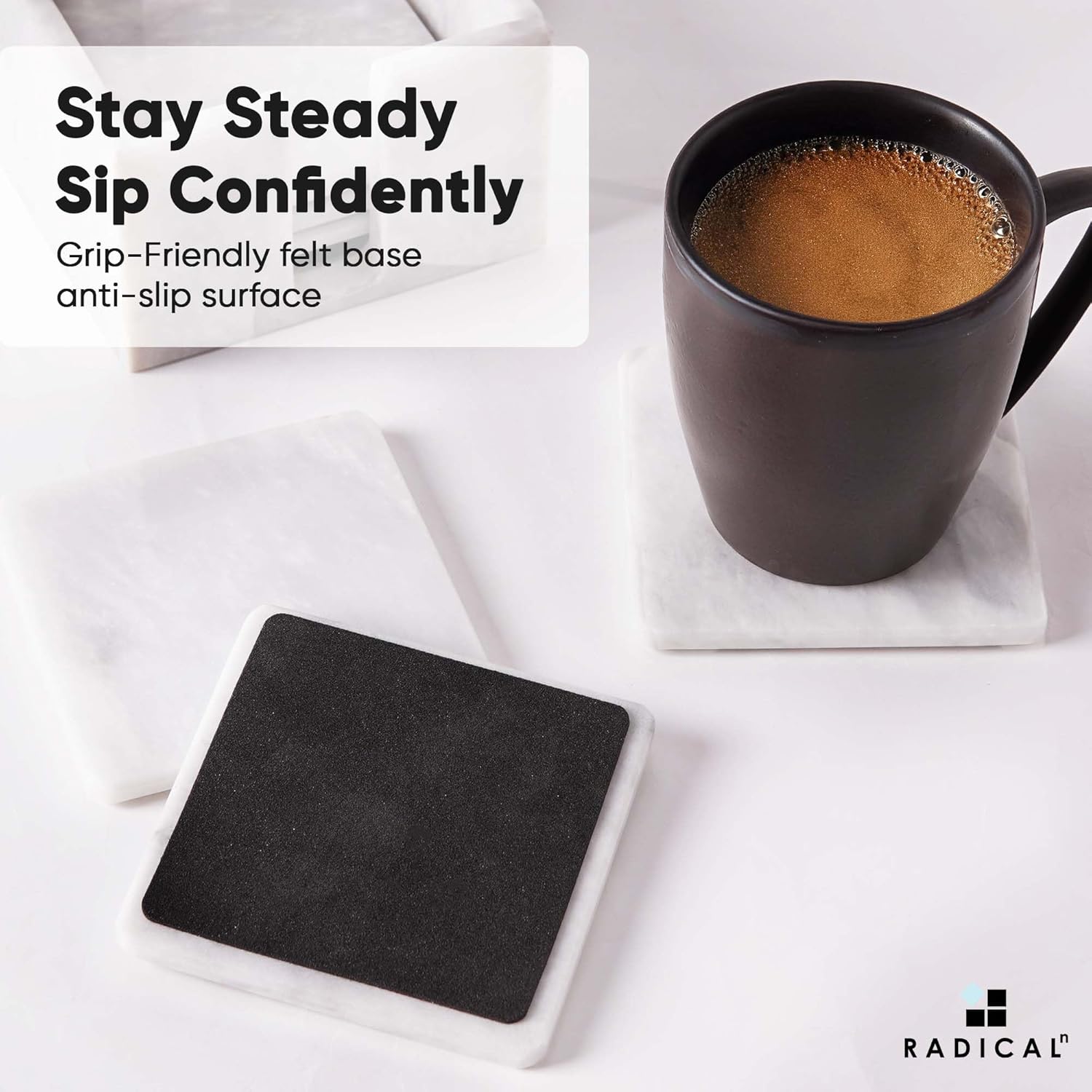 Radicaln Marble Coasters Set of 6 with Holder
