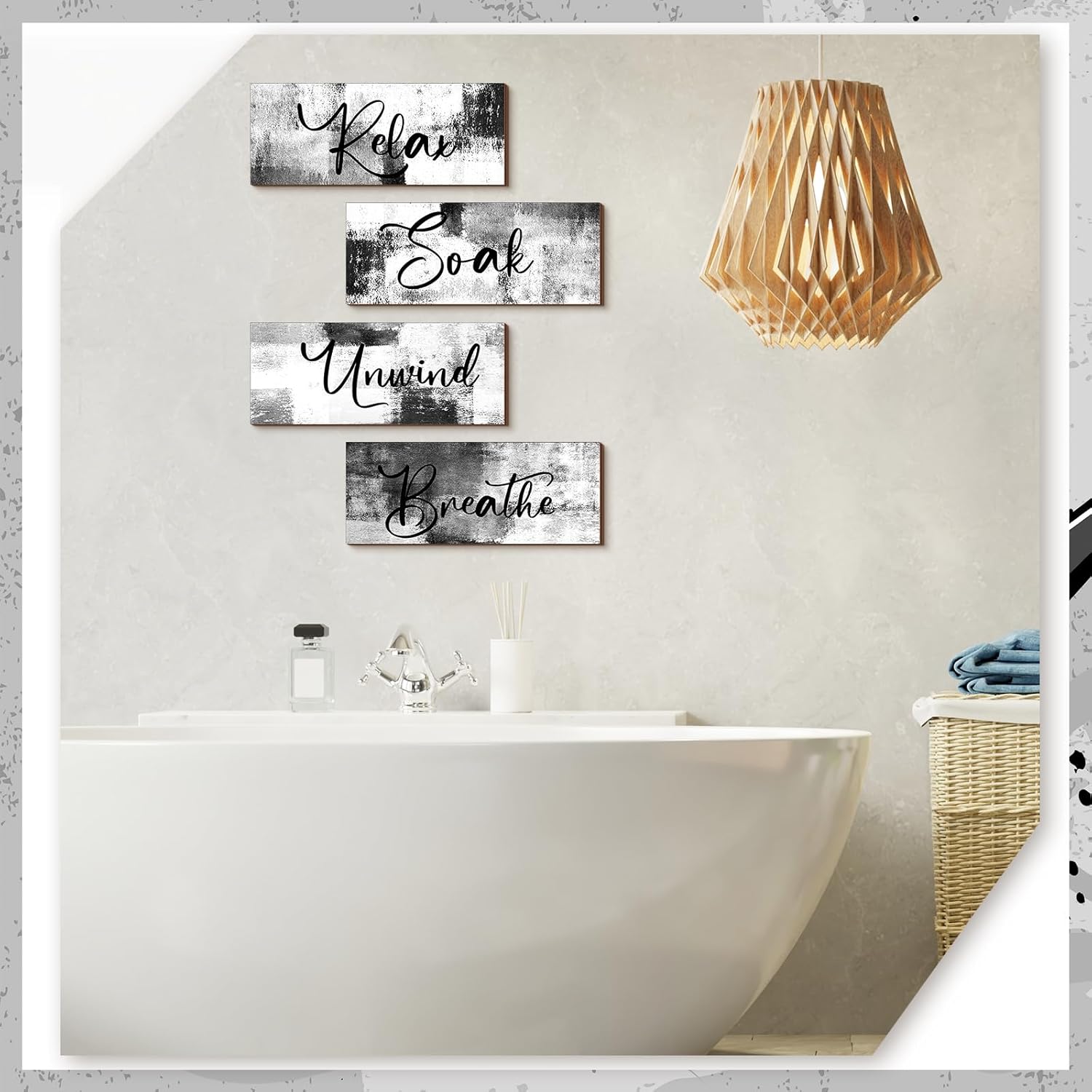 Maitys 4 Pcs Black and White Bathroom Wall Art