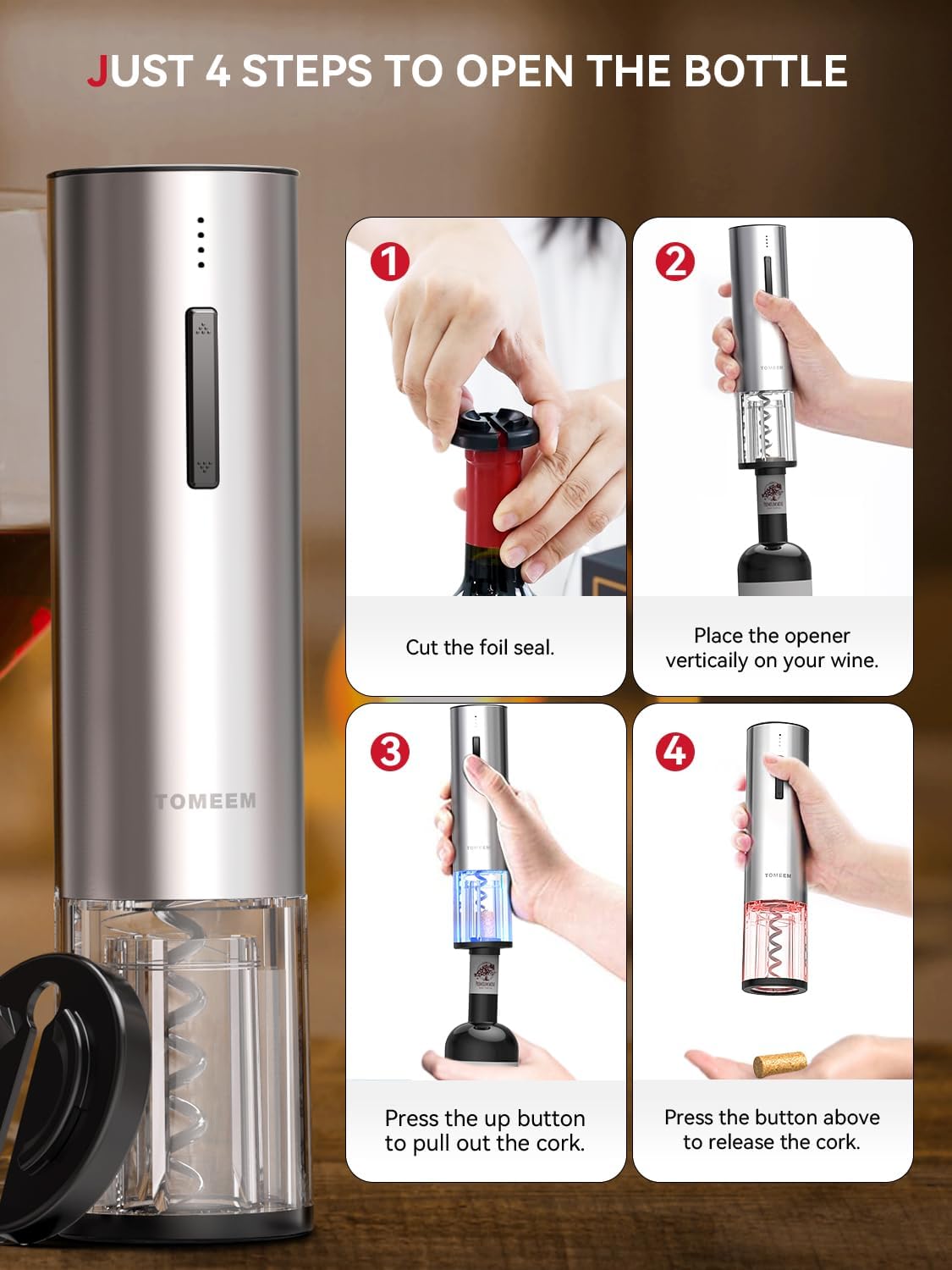TOMEEM 4-in-1 Electric Wine Gift Set