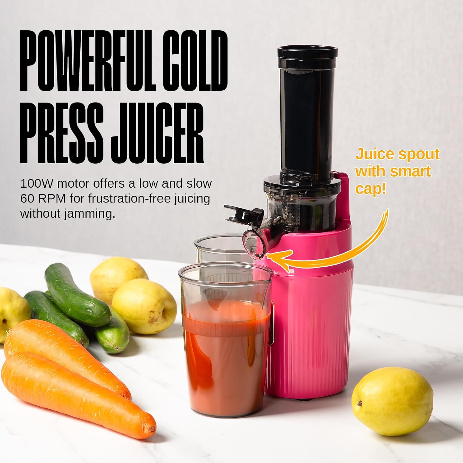 Ventray Ginnie Mini Cold Press Juicer Pink