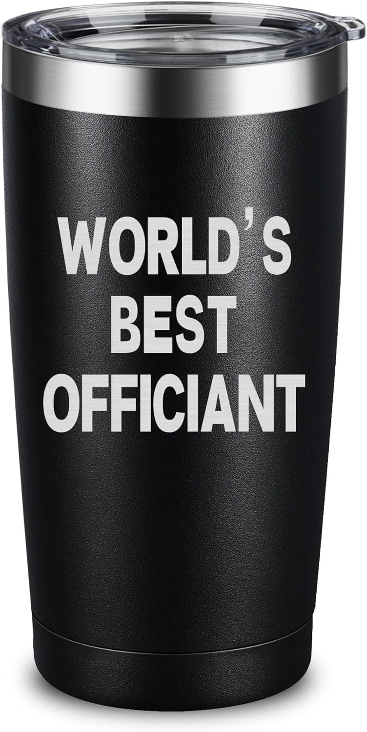 Variable Officiant Gift Tumbler - 20oz Engraved Black Insulated Stainless Steel
