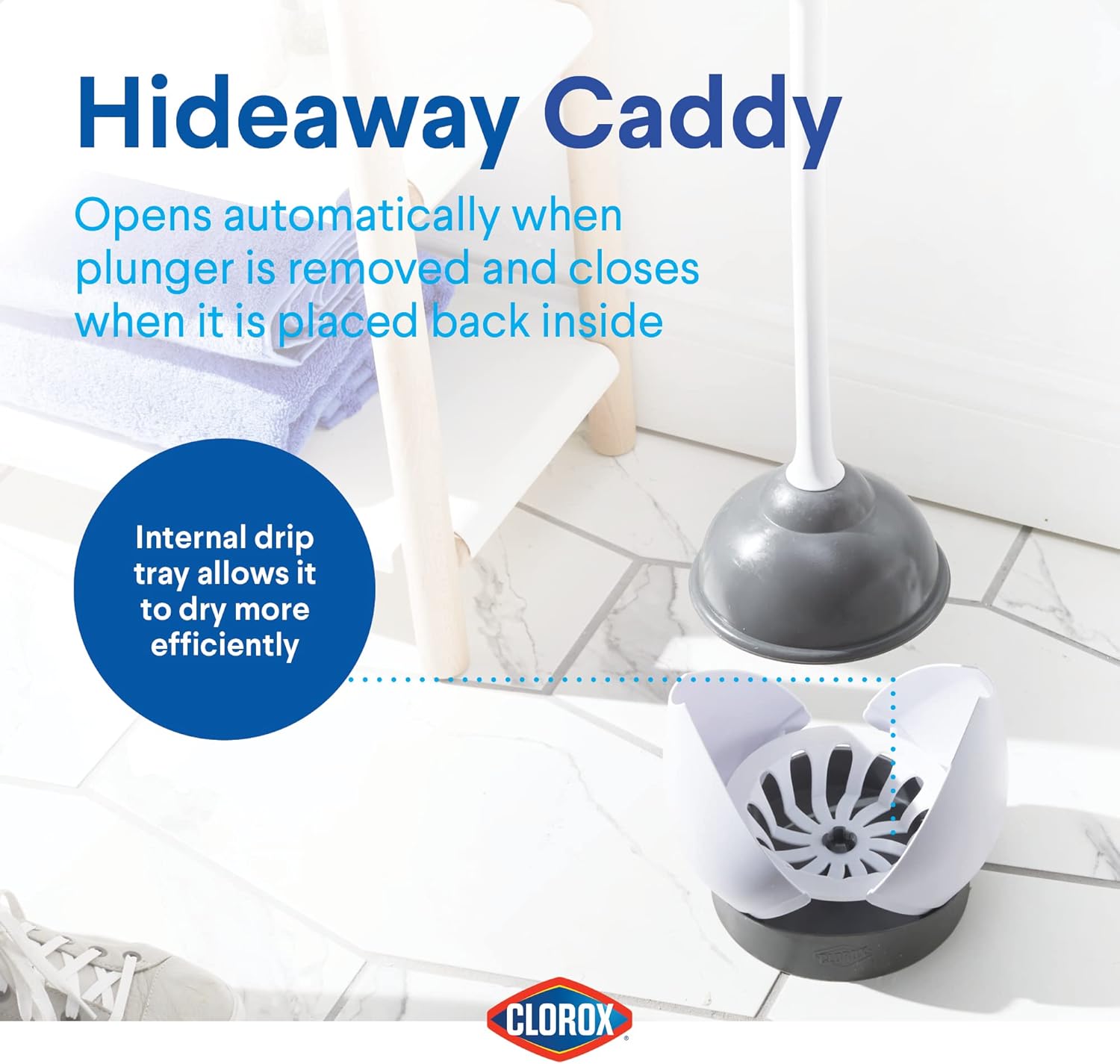 Clorox Toilet Plunger with Hideaway Caddy
