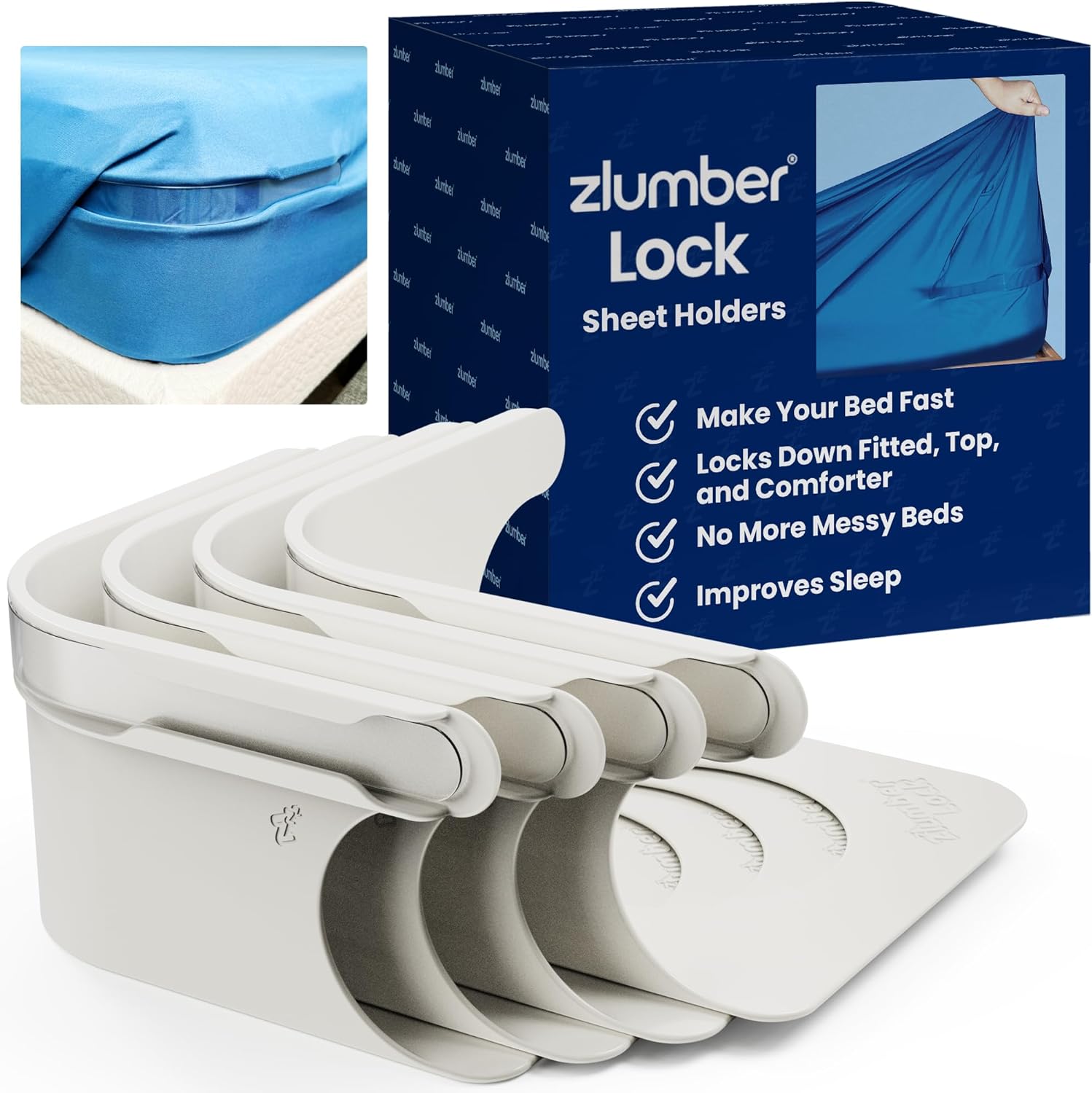 Zlumber Lock Sheet Holders - Secure Bed Sheets in Place