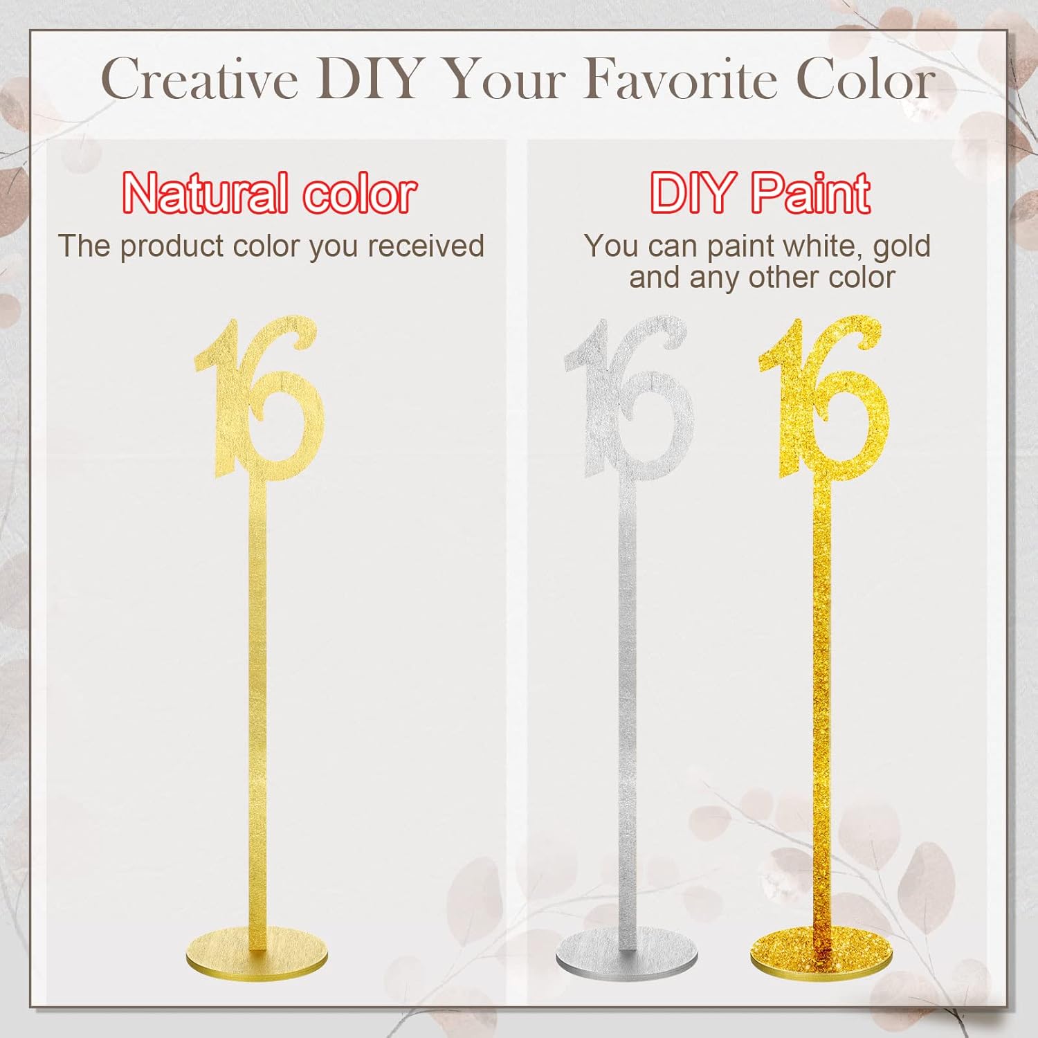 20 Pcs Wood Wedding Table Numbers 1-20 with Holder Base