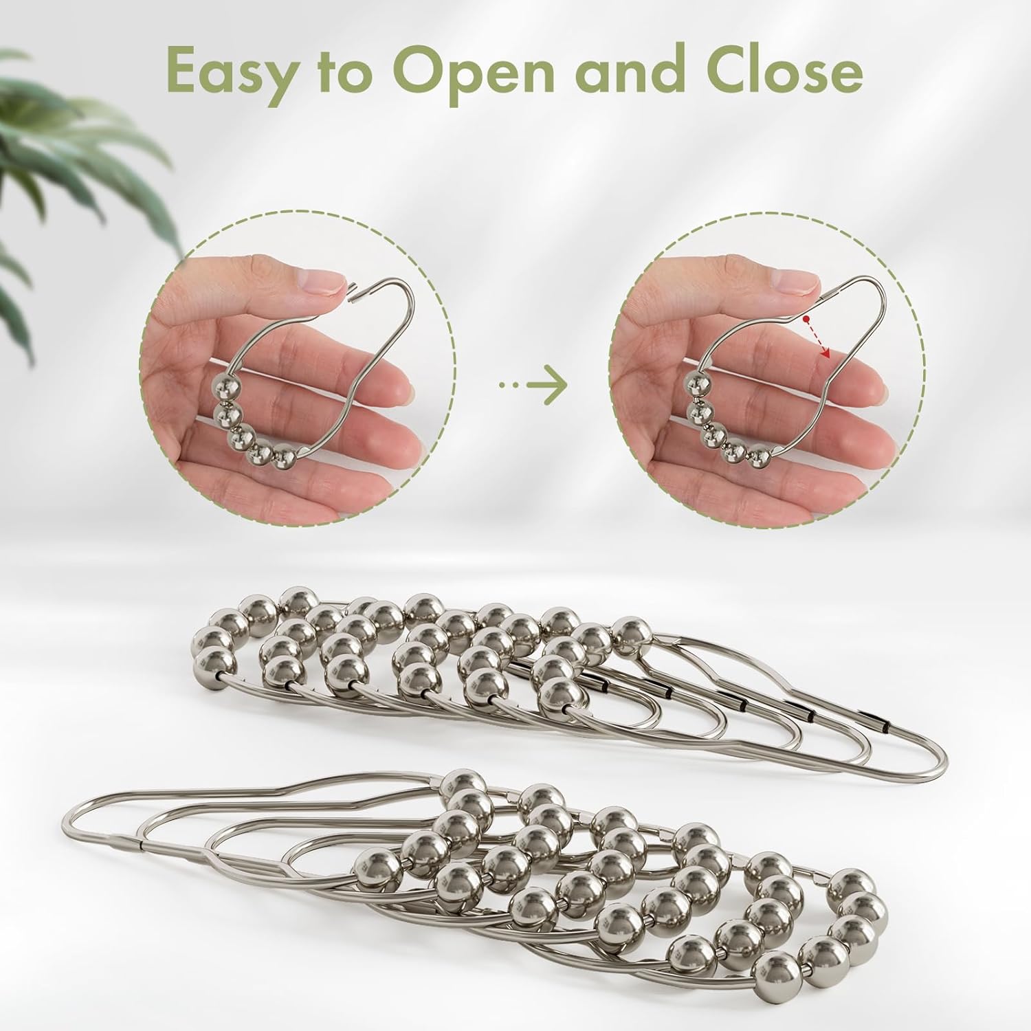 Amazer Decorative Stainless Steel Shower Curtain Hooks Set of 12