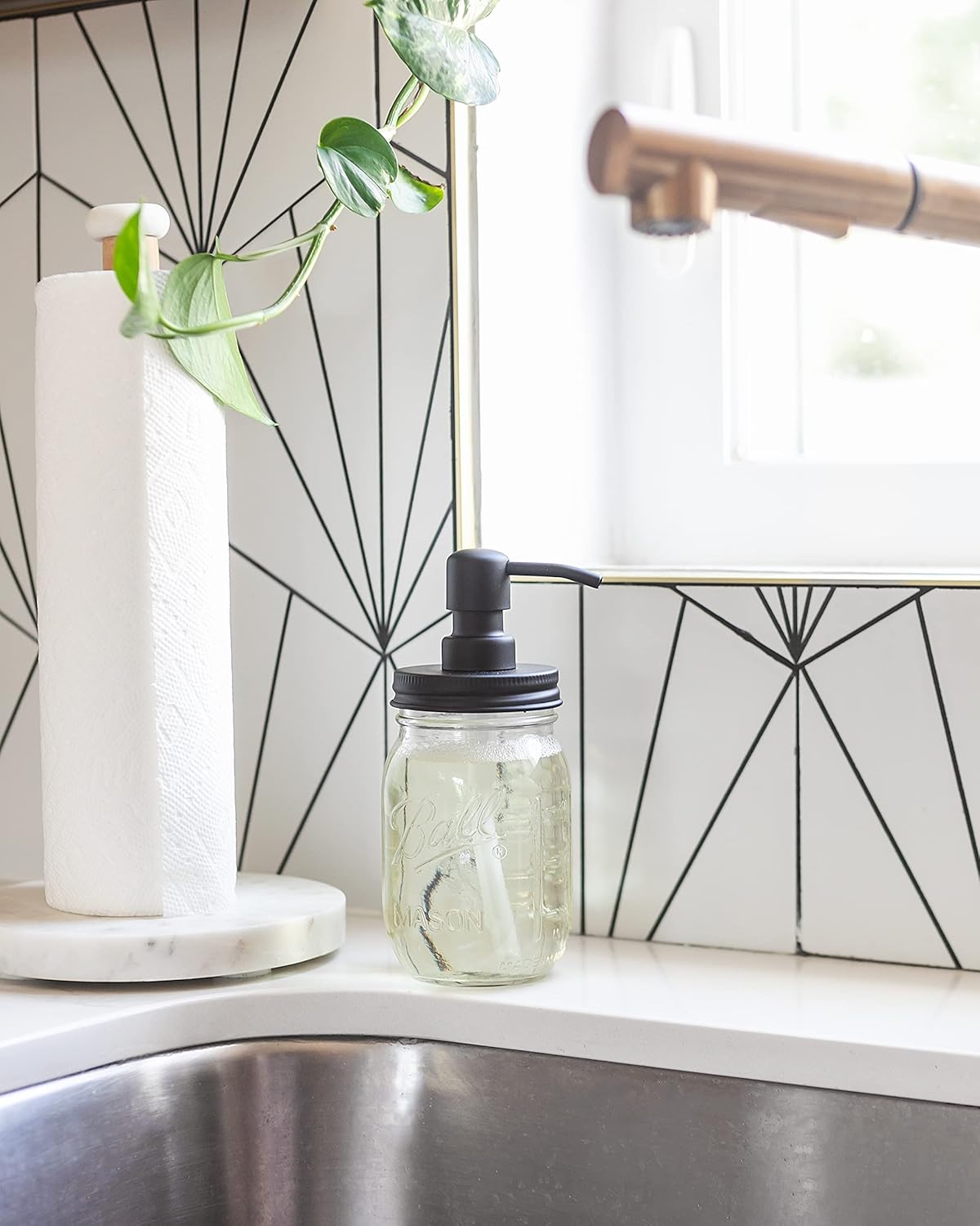 Jarmazing Mason Jar Soap Dispenser Black 16 oz