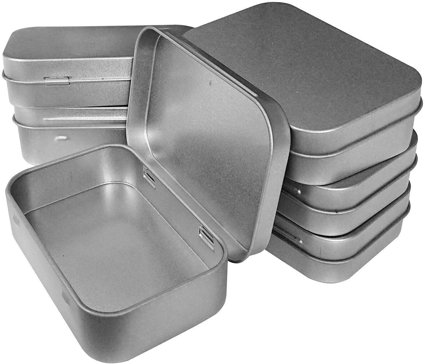 6 Pcs Silver Lidded Metal Storage Containers