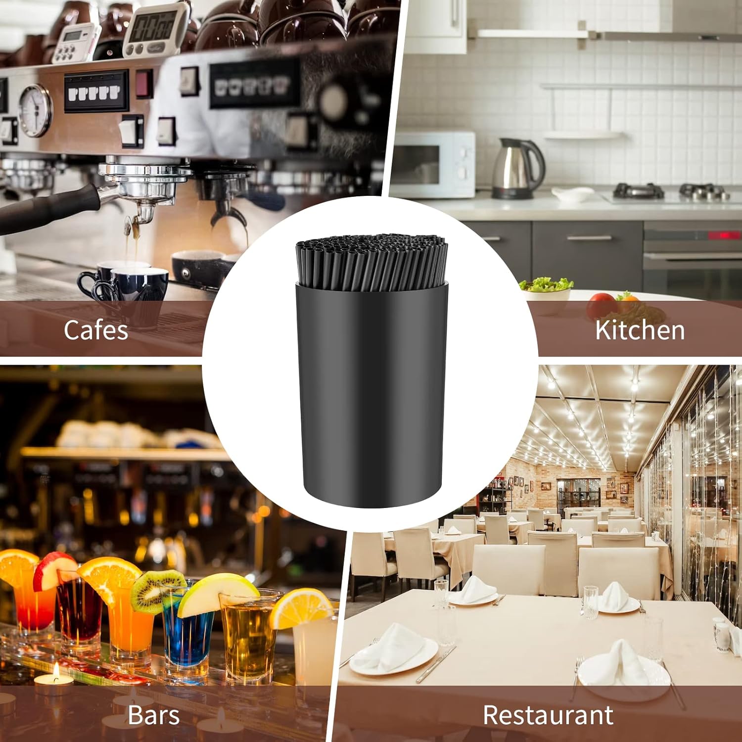 200 Pcs Coffee Stirrers with Black Holder Set