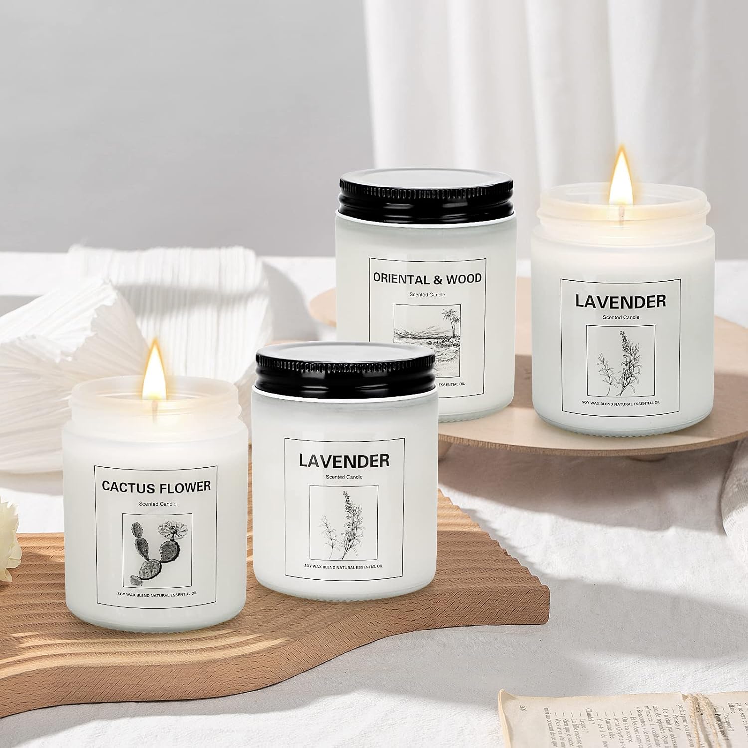 THORNWOLF 4 Pack Scented Lavender Candle Set