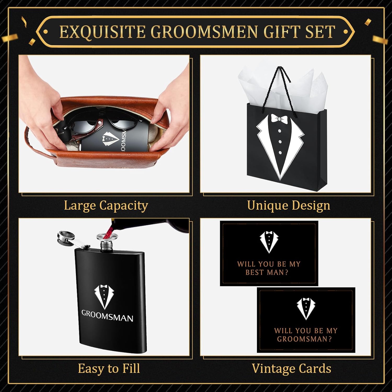 Rigibright 60Pcs Groomsmen Gifts Set of 6