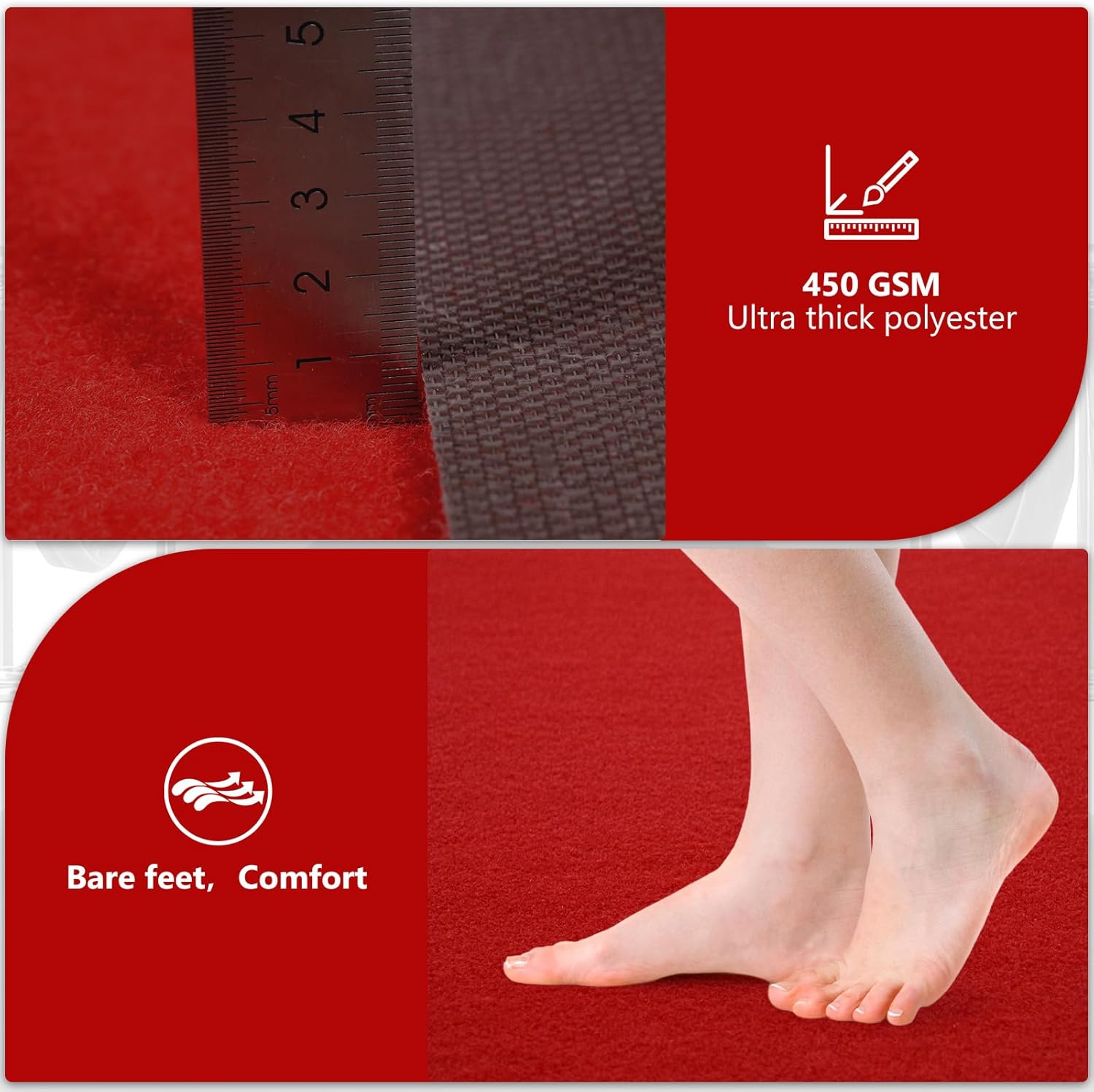 3ft x 10ft Extra Thick Red Carpet Runner for Party and Events