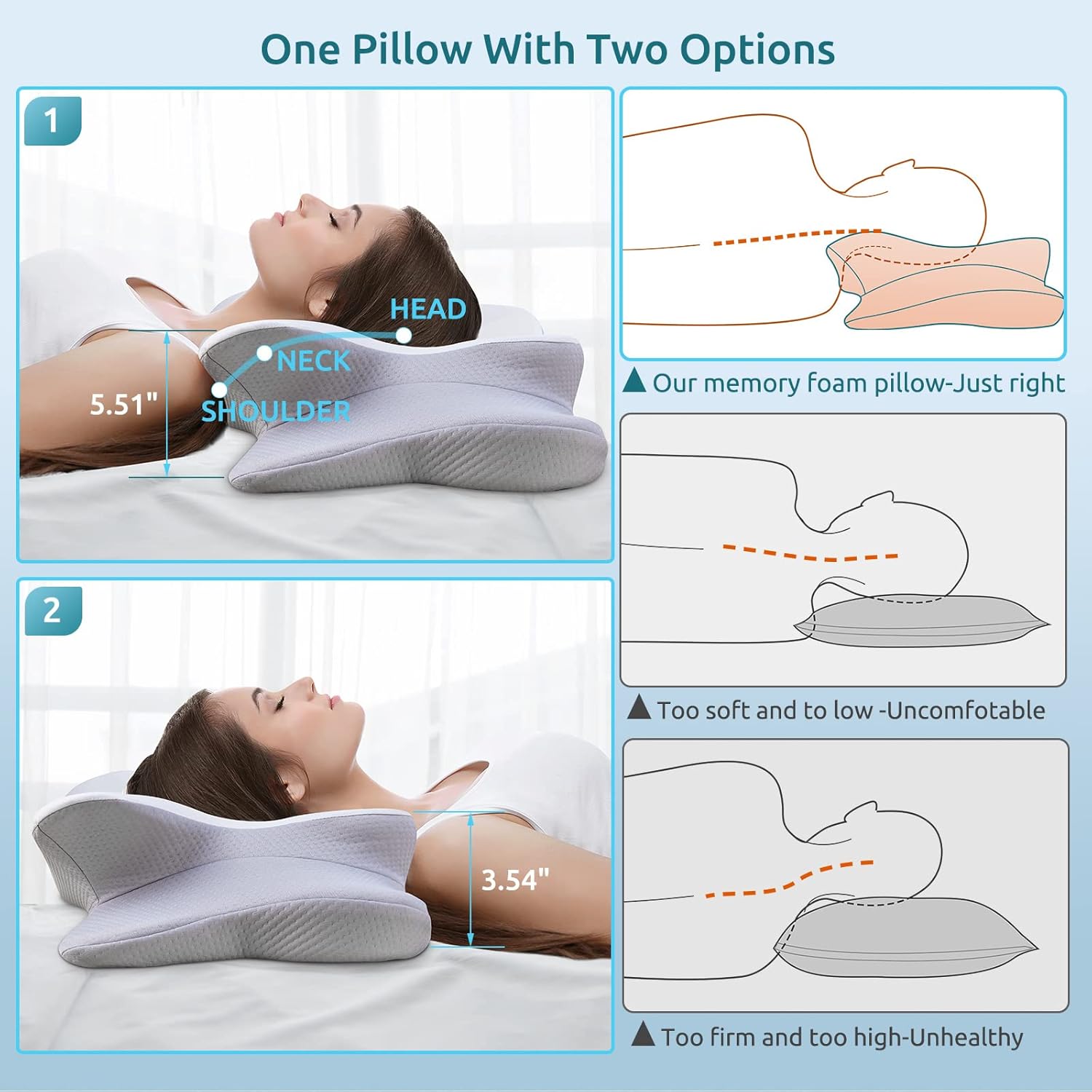 DONAMA Cervical Pillow for Neck and Shoulder Support